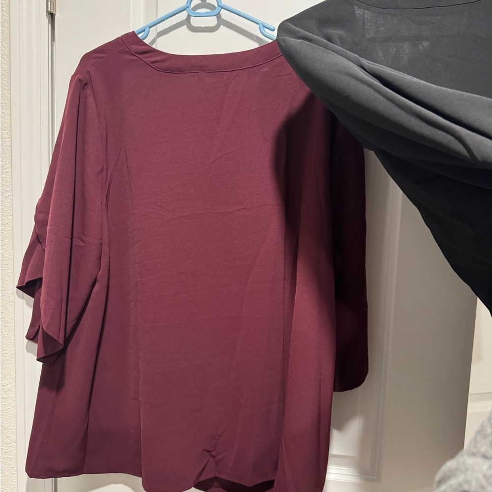 NWT New BloomChic Black and Burgundy Blouses lot 18/20 women’s 2XL shirts tops - Picture 8 of 8
